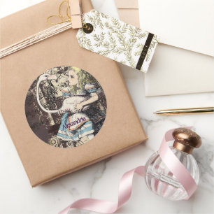 Flamingo-Alice im Wunderland Runder Aufkleber