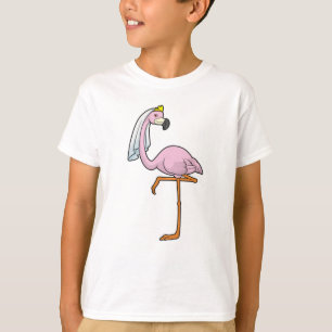 Flamingo als Braut bei Hochzeit mit Schleier T-Shirt