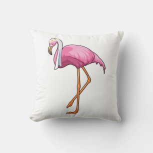 Flamingo als Braut mit Schleier Kissen