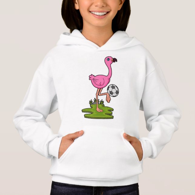 Flamingo als Fußballspieler mit Fußball Hoodie (Vorderseite)