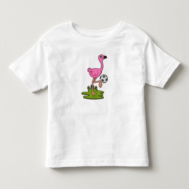 Flamingo als Fußballspieler mit Fußball Kleinkind T-shirt (Vorderseite)