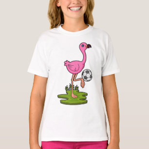 Flamingo als Fußballspieler mit Fußball T-Shirt