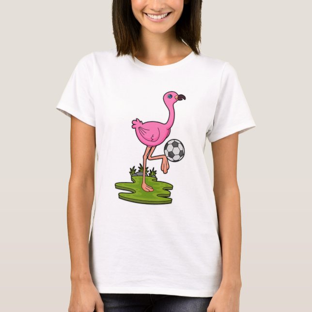 Flamingo als Fußballspieler mit Fußball T-Shirt (Vorderseite)