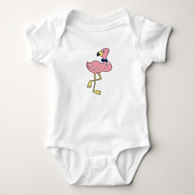 Flamingo als Gentleman mit Krawatte Baby Strampler (Vorderseite)