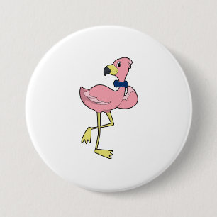 Flamingo als Gentleman mit Krawatte Button