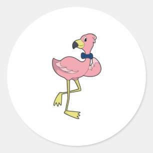 Flamingo als Gentleman mit Krawatte Runder Aufkleber