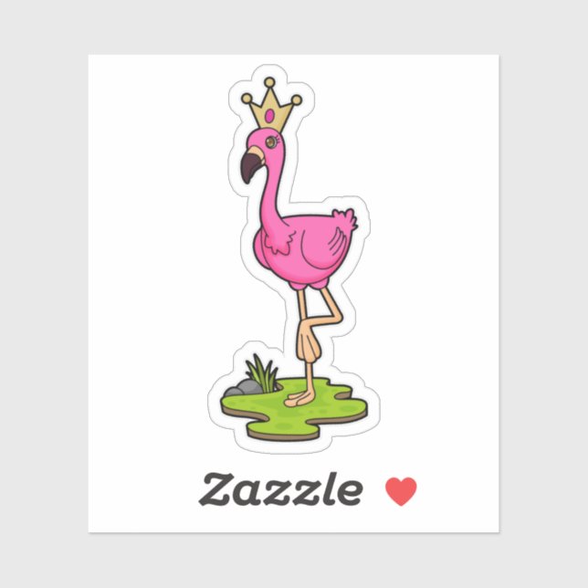 Flamingo als Prinzessin mit Krone Aufkleber (Blatt)
