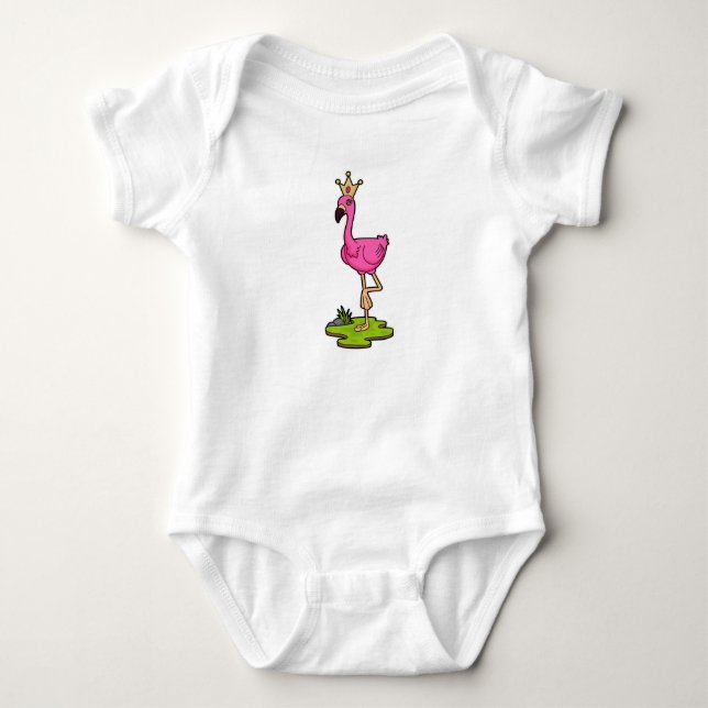 Flamingo als Prinzessin mit Krone Baby Strampler (Vorderseite)