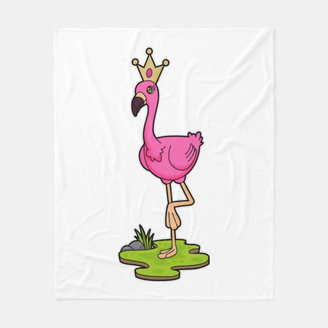 Flamingo als Prinzessin mit Krone Fleecedecke (Vorderseite)