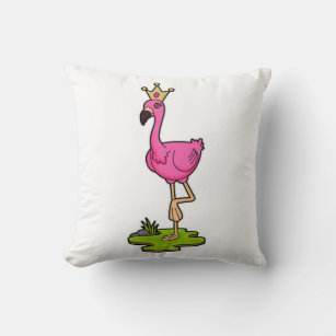 Flamingo als Prinzessin mit Krone Kissen