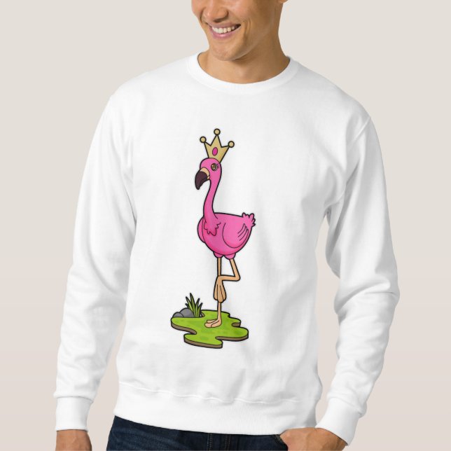 Flamingo als Prinzessin mit Krone Sweatshirt (Vorderseite)