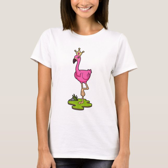 Flamingo als Prinzessin mit Krone T-Shirt (Vorderseite)