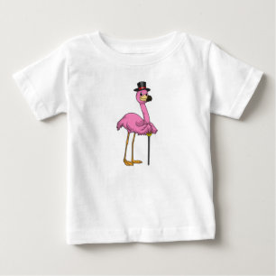 Flamingo als Rentner mit Gehstock Baby T-shirt