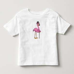 Flamingo als Rentner mit Gehstock Kleinkind T-shirt