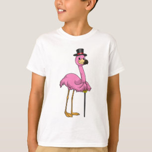 Flamingo als Rentner mit Gehstock T-Shirt