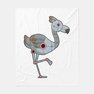Flamingo als Robot Fleecedecke