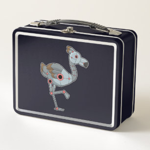 Flamingo als Robot Metall Brotdose