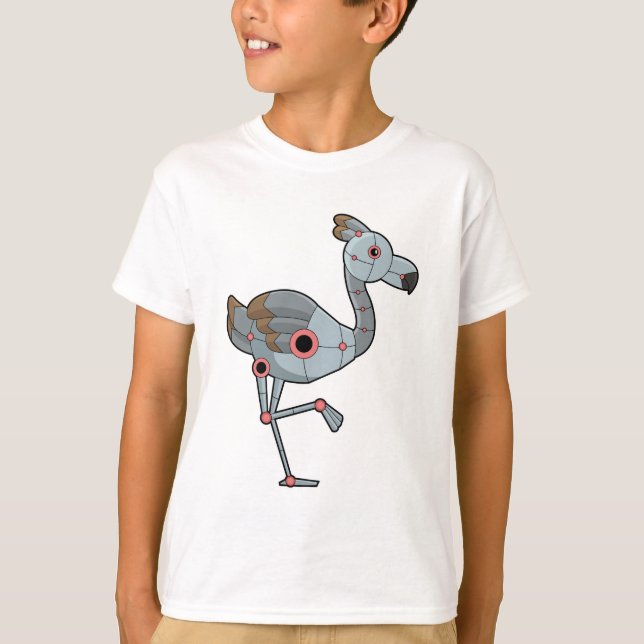 Flamingo als Robot T-Shirt (Vorderseite)
