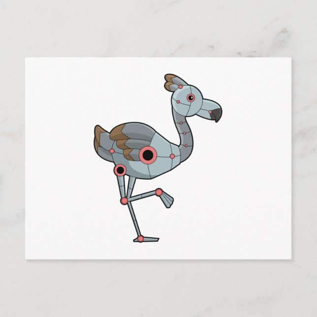 Flamingo als Roboter Postkarte (Vorderseite)