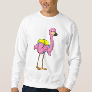 Flamingo als Schüler mit Schultasche Sweatshirt