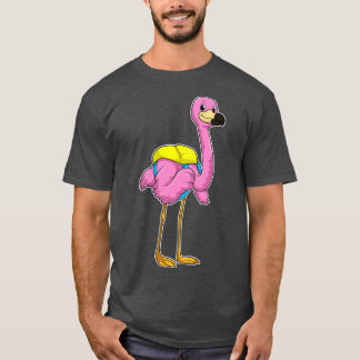 Flamingo als Schüler mit Schultasche T-Shirt