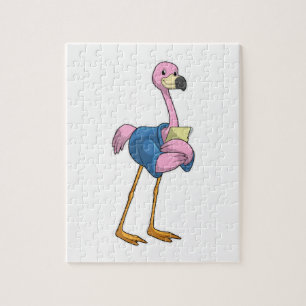 Flamingo als Secretary mit Notepad
