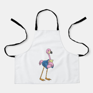 Flamingo als Secretary mit Notepad Schürze
