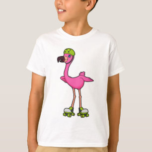 Flamingo als Skater mit Rollschuhen & Helm T-Shirt