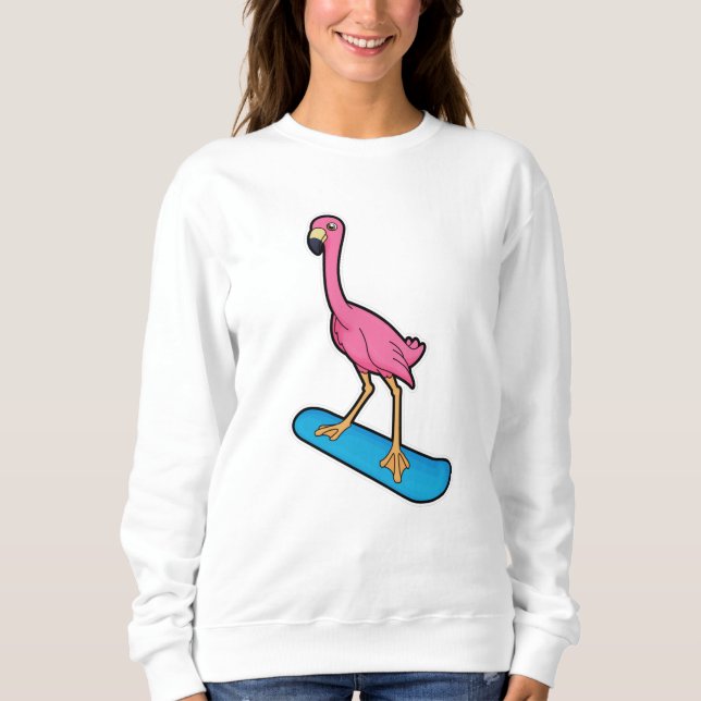 Flamingo als Snowboarder mit Snowbaord Sweatshirt (Vorderseite)