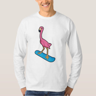 Flamingo als Snowboarder mit Snowbaord T-Shirt