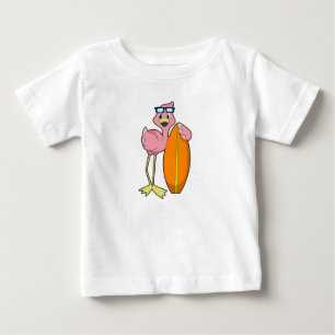 Flamingo als Surfer mit Surfboard.PNG Baby T-shirt