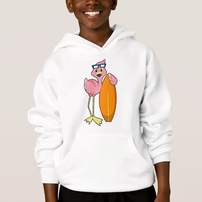Flamingo als Surfer mit Surfboard.PNG Hoodie (Vorderseite)