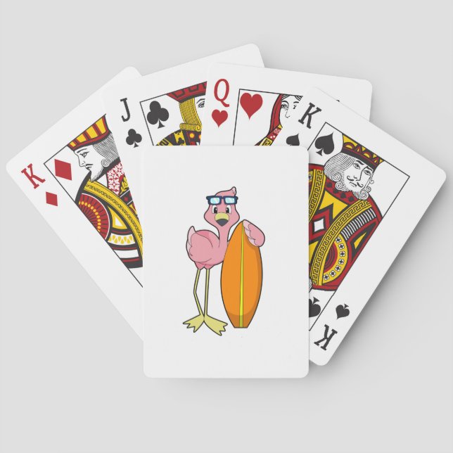Flamingo als Surfer mit Surfboard.PNG Spielkarten (Rückseite)