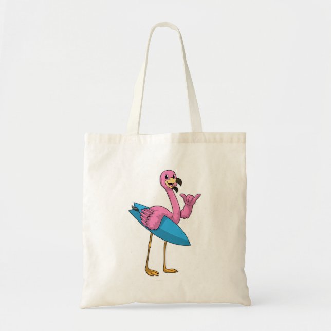 Flamingo als Surfer mit Surfboard Tragetasche (Vorne)