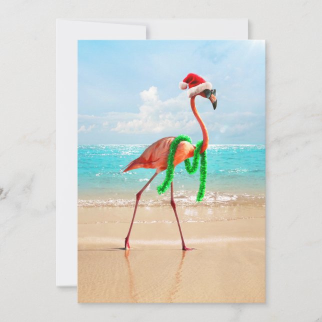 Flamingo am Strand Einladung (Vorderseite)