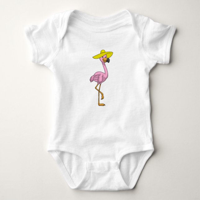 Flamingo am Strand mit Hat Baby Strampler (Vorderseite)