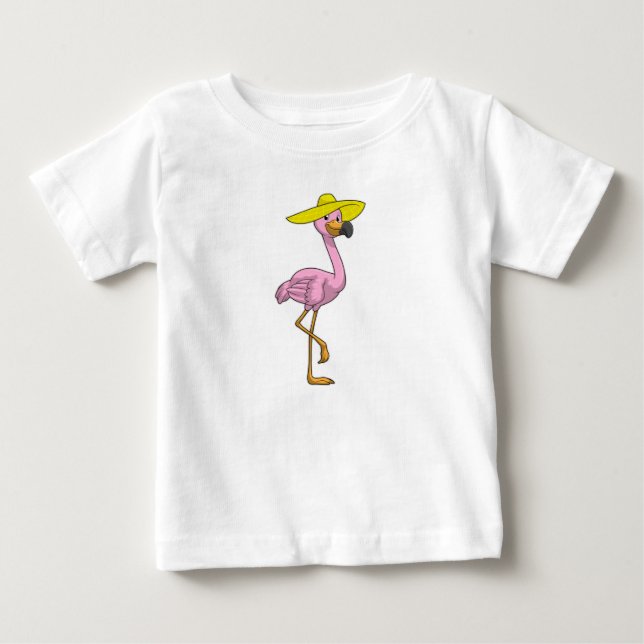 Flamingo am Strand mit Hat Baby T-shirt (Vorderseite)