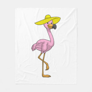 Flamingo am Strand mit Hat Fleecedecke