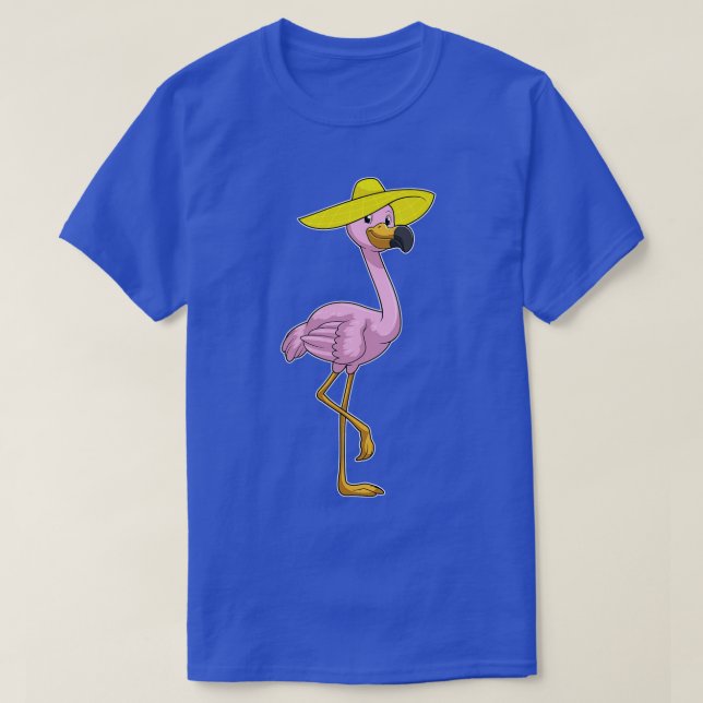 Flamingo am Strand mit Hat T-Shirt (Design vorne)