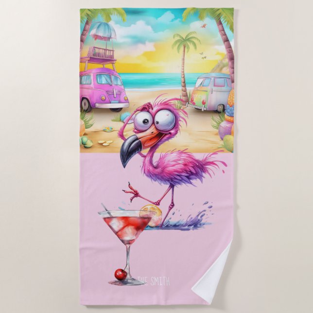 Flamingo am Strand Strandtuch (Vorderseite)