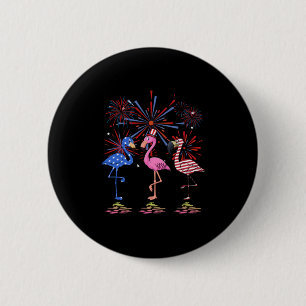 Flamingo American Flag für den 4. Juli Button