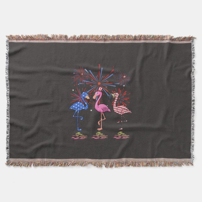 Flamingo American Flag für den 4. Juli Decke (Vorderseite)