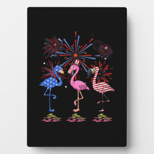 Flamingo American Flag für den 4. Juli Fotoplatte