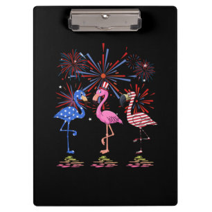 Flamingo American Flag für den 4. Juli Klemmbrett
