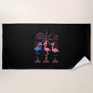 Flamingo American Flag für den 4. Juli Strandtuch