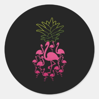 Flamingo Ananas Niedliches tropisches Tier FruchtG Runder Aufkleber