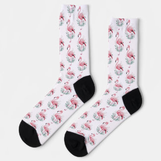 Flamingo and Flowers Pattern Socken