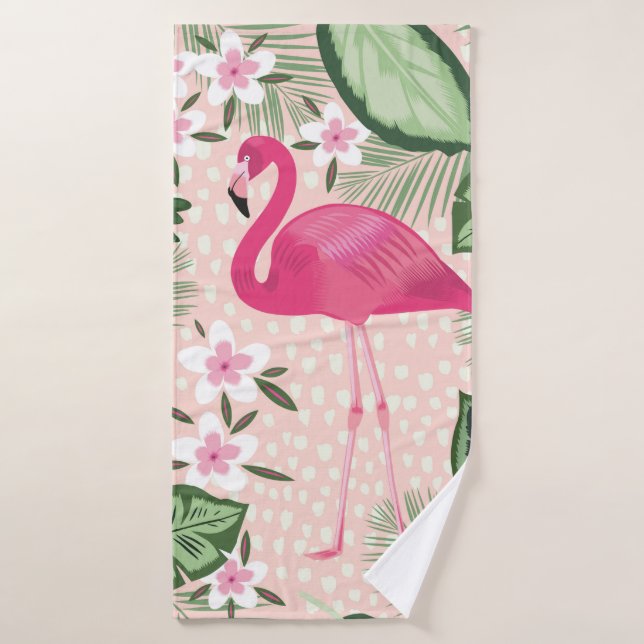 Flamingo and palm trees seamless pattern illustrat badehandtuch (Badehandtuch)