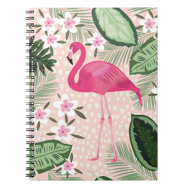 Flamingo and palm trees seamless pattern illustrat notizblock (Vorderseite)