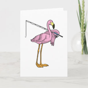 Flamingo Angler Fischer Angelrute Karte